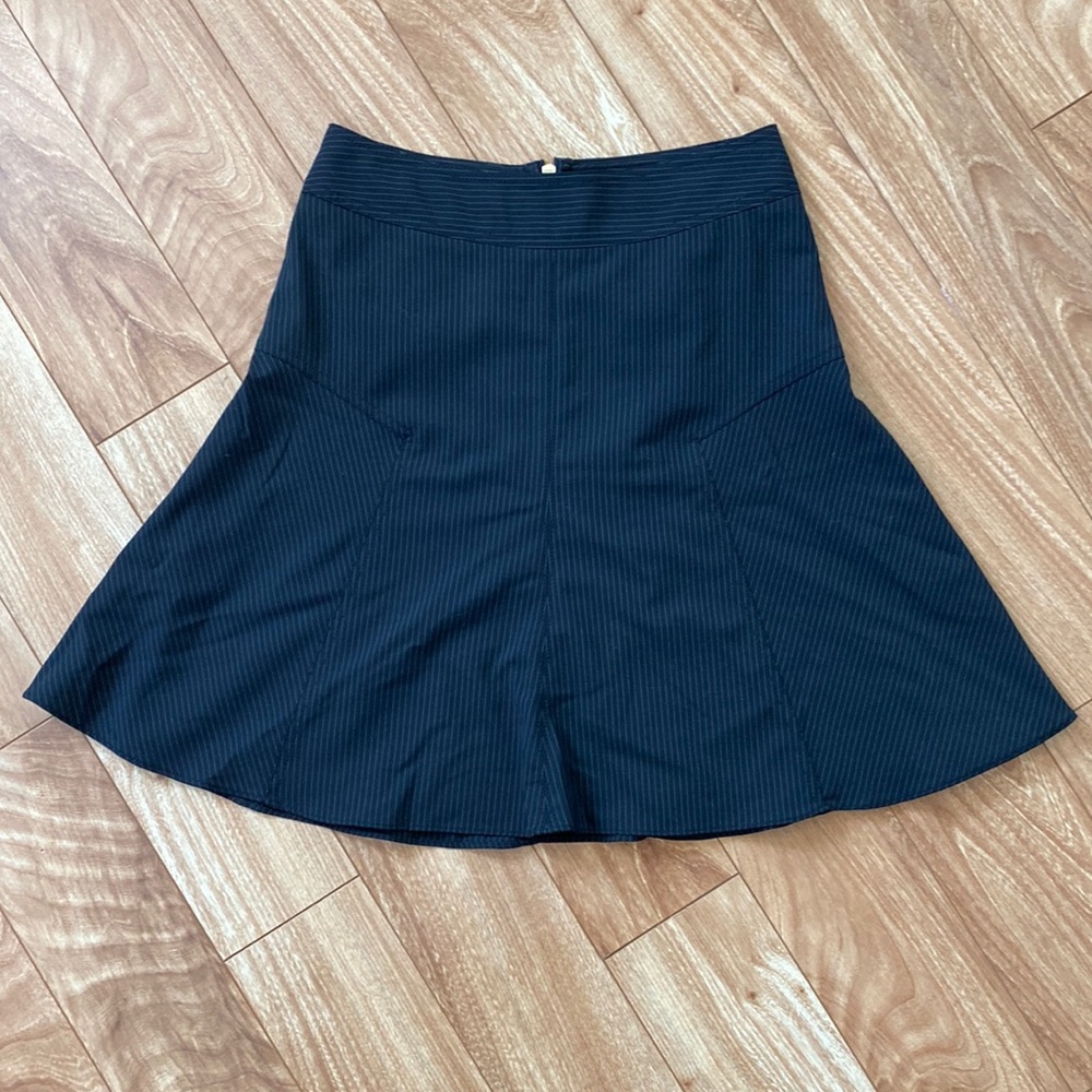 Express business skirt, circle hem, black and white pinstripe